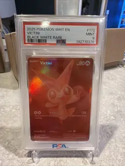 Pokemon Victini Holo Rare Card 2025 White Flare Black Bolt 172/086 PSA 9 - Image 1
