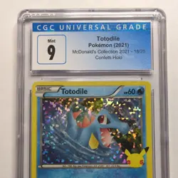 CGC 9 Totodile 18/25 McDonald’s 25th Confetti Holo Pokemon 2021 - Image 3