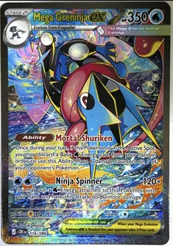 Pokemon Mega Greninja EX Full Art Holo Card 116/086 Chaos Rising English - Image 4