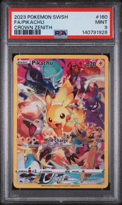 2023 POKEMON SWORD & SHIELD CROWN ZENITH #160 FULL ART/PIKACHU PSA 9 - Image 1