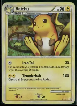 Pokemon - Raichu 10/123 Holo HeartGold & SoulSilver HP - Image 1