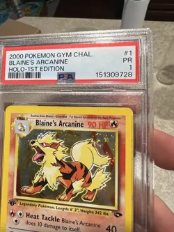 PSA 1 1ST EDITION 2000 Gym Challenge Blaine's Arcanine 1/132 Holo Foil Pokemon - Image 3