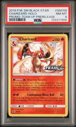 2019 Pokemon SM Black Star Promo Charizard Holo-Team Up Prerelease PSA 8 #SM158 - Image 1