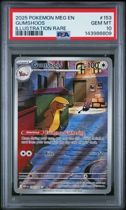 2025 POKEMON MEG EN-MEGA EVOLUTION ILLUSTRATION RARE #153 GUMSHOOS PSA 10 - Image 1
