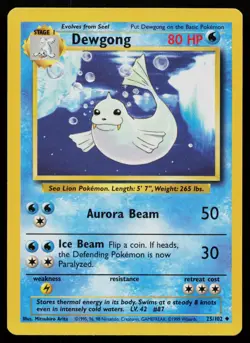 DEWGONG 25/102 UNCOMMON BASE SET UNLIMITED POKEMON LP - Image 1