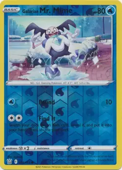 Reverse Holo Galarian Mr. Mime 034/163 Battle Styles Common Pokemon TCG - Image 1