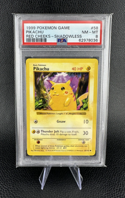 RED CHEEKS Pikachu Pokemon 58/102 Base set Shadowlessn N/M PSA 8 / RARE - Image 1