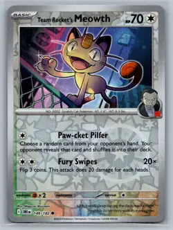 Team Rocket's Meowth 149/182 Common Destined Rivals Pokemon Reverse Holo NM - Image 1