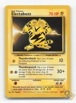 Pokemon TCG - Electabuzz 20/102 Lightly Played Rare Base Set Unlimited - Image 1