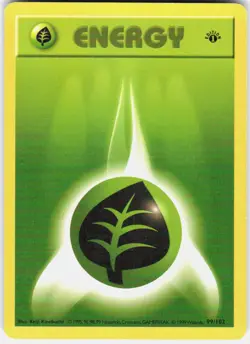Grass Energy 99/102 Common Base Set Shadowless Pokemon 1st Edition MP - Image 1
