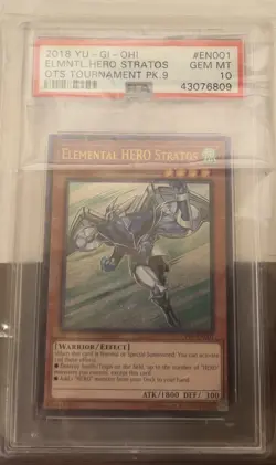 Yu-Gi-Oh! Elemental Hero Stratos OTS Tournament Pk. 9 Ultimate OP09-EN001 PSA 10 - Image 1