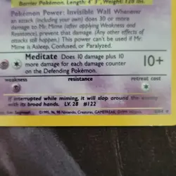 Pokemon Mr. Mime Jungle Holo Rare 6/64 Wizards 1999 Basic 40 HP Card - Image 3