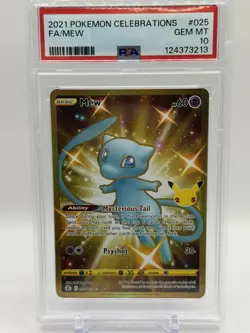 2021 Pokemon Celebrations 25 Card 025/025 Shiny Mew Gold Graded PSA 10 - Image 1