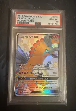 Fa/Ho-Oh Gx Hidden Fates Pokemon Sun & Moon Hidden Fates SV50 NM PSA 10 - Image 1