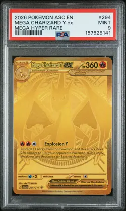 2026 POKEMON ASC EN-ASCENDED HEROES MEGA HYPER RARE MEGA CHARIZARD Y EX PSA 9 - Image 1