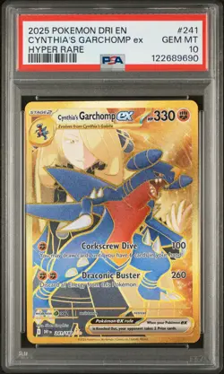 2025 Pokemon Dri EN-Destined Rivals Cynthia's Garchomp EX #241 Hyper Rare PSA 10 - Image 1