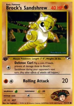 Brock's Sandshrew - 71/132 - Common - 1st Edition NM, English Pokemon Gym Heroes - Image 1