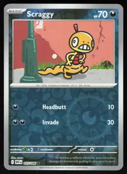 Scraggy 057/086 Common White Flare Pokemon Reverse Holo Near Mint - Image 1