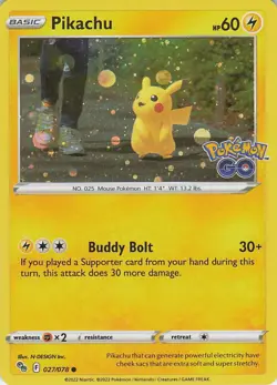 Pikachu (27) Common Pokemon GO 027/078 NM - Image 1