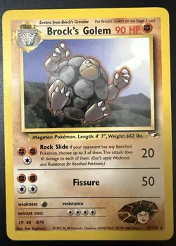 Pokemon TCG Brock's Golem 20/132 Gym Heroes Rare 90 HP Stage 2 English 2000 WOTC - Image 1