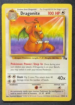 Pokemon TCG Dragonite 19/62 Fossil Unlimited Non Holo Vintage Rare - Image 1