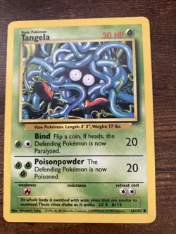Pokemon TCG Tangela Base Set 66/102 Regular Unlimited Common - Image 1