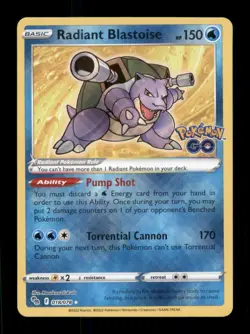 Radiant Blastoise Radiant Rare Holofoil Pokemon GO 018/078 NM - Image 1