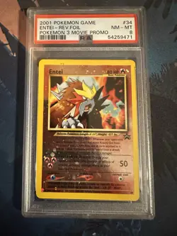 Entei-Rev.Foil Pokemon 3 Movie Promo Pokemon Game Movie 34 NM PSA 8 - Image 1