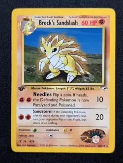 Brock's Sandslash 23/132 Gym Heroes Pokemon NM 1st Edition - Image 1