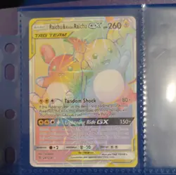 Pokemon Raichu & Alolan Raichu GX TAG TEAM Secret Rare Full Art Holo 241/236 - Image 1