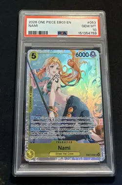 NAMI 2026 ONE PIECE EB03-O53 EXTRA BOOSTER - ONE PIECE HEROINES ED - #053 PSA 10 - Image 2