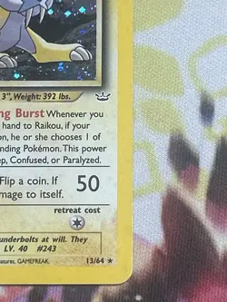 Pokemon TCG Raikou Neo Revelation Holo Rare Card 13/64 1st Edition - Image 5