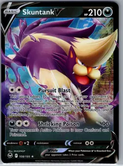 Skuntank V 108/195 SWSH12: Silver Tempest - Pokemon Card - NM - Image 1