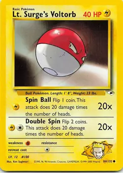 Lt. Surge's Voltorb 84/132 Gym Heroes Common LP Pokemon TCG - Image 1