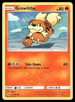 Growlithe 21/149 Common SM Base Set Pokemon Lightly Played - Image 1