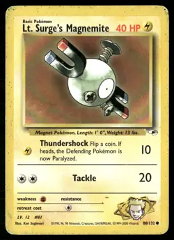 Lt. Surge's Magnemite 80/132 Common Gym Heroes Pokemon Heavily Played - Image 1