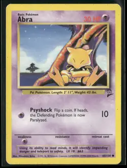 Abra 65/130 Common Base Set 2 Pokemon Moderately Played - Image 1