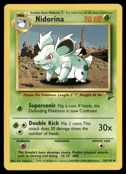 Nidorina 53/130 Uncommon Base Set 2 Pokemon Lightly Played - Image 1
