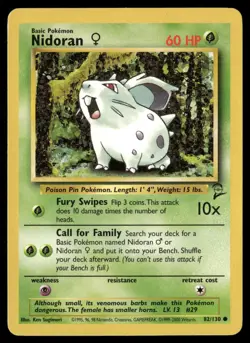 Nidoran F 82/130 Common Base Set 2 Pokemon Lightly Played - Image 1