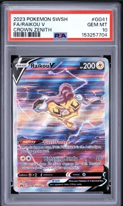 2023 Pokemon TCG Raikou V Full Art Crown Zenith #GG41 PSA 10 Gem MT - Image 1