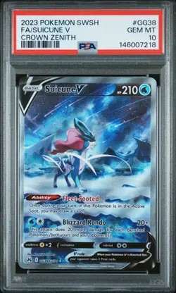 PSA 10 GEM MINT Pokemon 2023 SWSH Crown Zenith GG38 Suicune V Full Art - Image 1