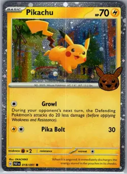 Pikachu - (Cosmos Holo) 018/091 Trick or Trade BOOster Bundle Pokemon Card - NM - Image 1