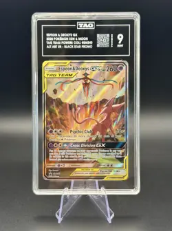 Espeon & Deoxys 💫• 2020 Pokemon SM Black Star Promo SM240 GX Tag Team • TAG 9 - Image 1