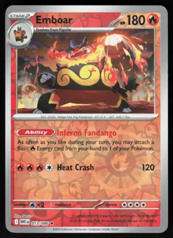 Emboar 013/086 Holo Rare White Flare Pokemon Reverse Holo Near Mint - Image 1