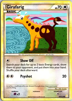 Girafarig 64/123 Common HeartGold & SoulSilver Pokemon Near Mint - Image 1