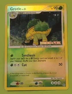 Pokemon TCG Grotle Reverse Holo Stamped Diamond & Pearl 49/130 2007 - Image 1