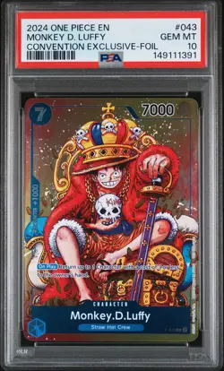 2024 ONE PIECE PROMOS CONVENTION EXCLUSIVE-FOIL #043 MONKEY D. LUFFY PSA 10 - Image 1