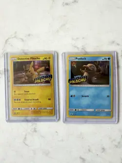 Detective Pikachu and Psyduck Stamped Pokemon Cards - Image 1