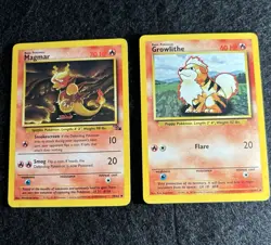 LP Magmar Fossil 39/62 & Growlithe Base Set 28/102 WOTC Vintage Pokemon Card Lot - Image 1