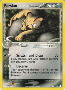 Persian 48/110 Delta Species Holon Phantoms Uncommon Normal Pokemon TCG - Image 1